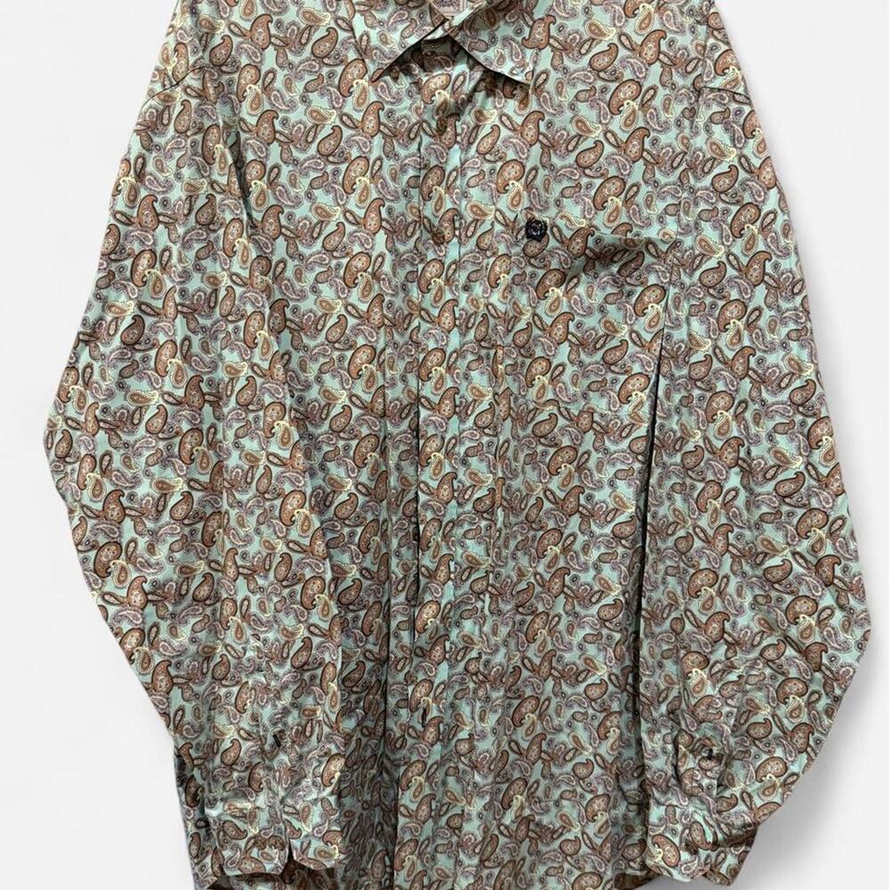 CINCH Mens XL Paisley Western Shirt Turquoise Brown Long Sleeve Cowboy Rodeo